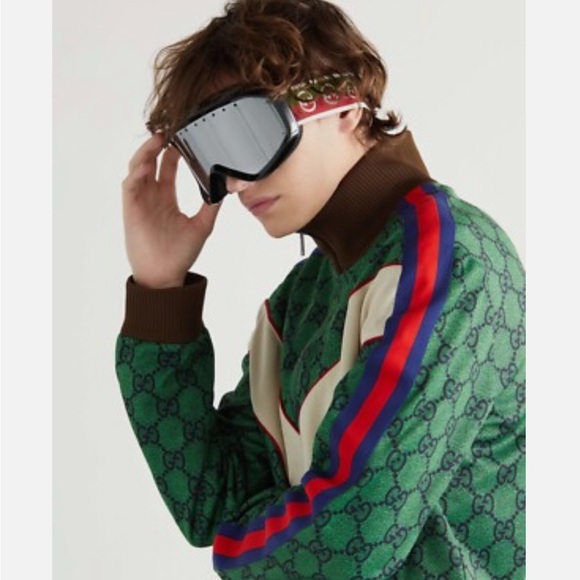Gucci GG1210S 1210S 001 Goggles Ski Mask Black Green Silver Sunglasses 1210 - Picture 1 of 9